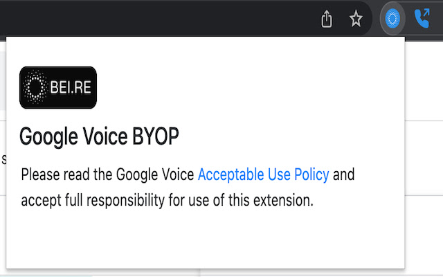 Google Voice BYOP chrome extension