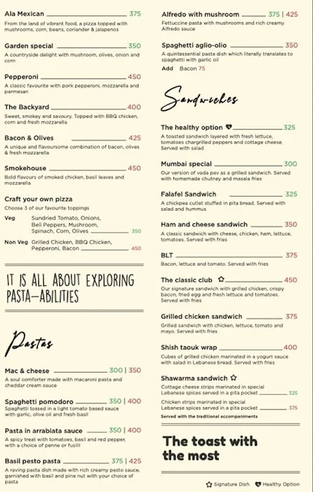 Coffee & Chai Co menu 