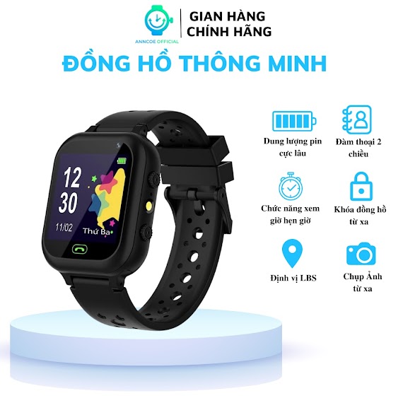 Đồng Hồ Thông Minh Định Vị Trẻ Em Anncoe A115 Nghe Gọi Hai Chiều - Hỗ Trợ Tiếng Việt - Dành Cho Trẻ Em Từ 4 Đến 14 Tuổi