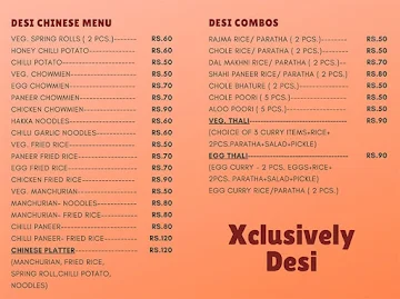 Xclusively Desi menu 