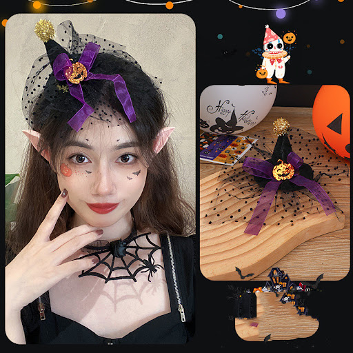 Title 2, Halloween Hair Ornaments Duck Bill Clip Lace Pu...