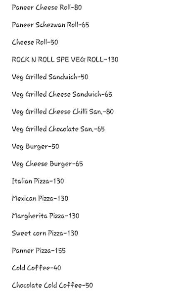 Rock 'N' Roll menu 