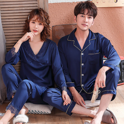 Title 4, Ice Silk Summer Couple Pajamas Spring and Autum...