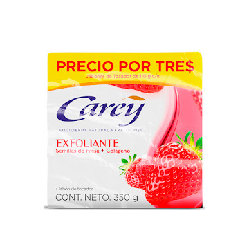 Jabón Carey Exfoliante Fresa Y Colágeno 110 gr x 3 und  