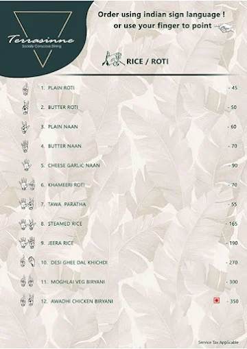 Terrasinne menu 