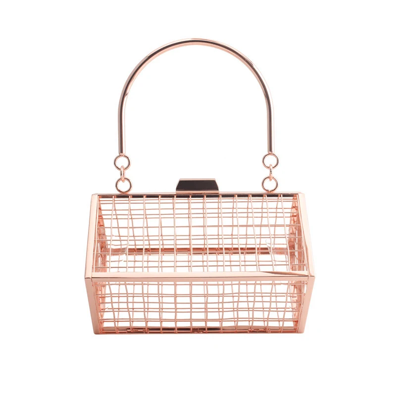 Modieuze metalen holle ijzeren mesh tas, draagbaar en diagonaal. Perfect voor banketten, avondjurken en diners.