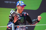 Fabio Quartararo of France and Monster Energy Yamaha MotoGP celebrates his victory at Circuit de Barcelona-Catalunya on June 05, 2022 in Barcelona, Spain.