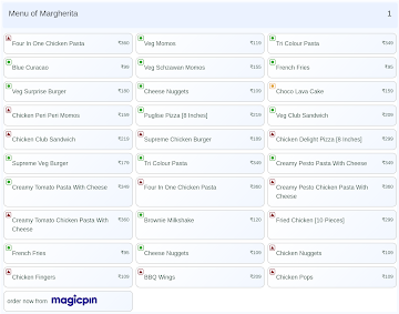 Margherita menu 