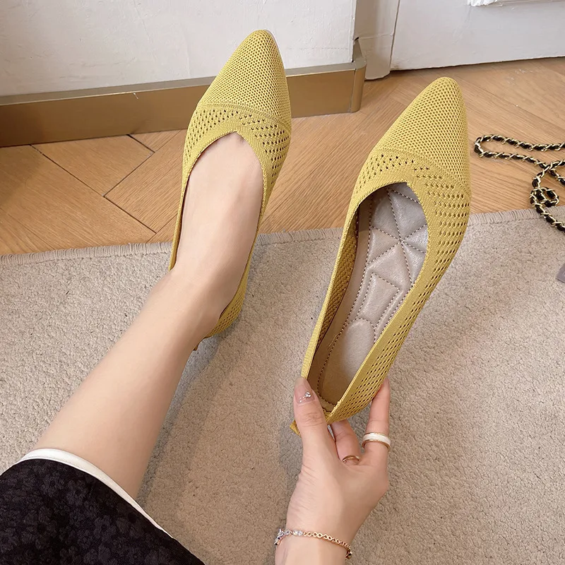 Nowe Damskie Buty Jednokolorowe Szpiczasty Obcas Płaski Miękka Podeszwa Pojedynczy But Wygodne i Stylowe Obuwie Codzienne