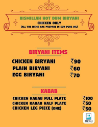 Bismillah Hot Dum Biryani menu 1