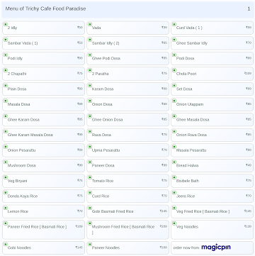 Trichy Cafe Food Paradise menu 