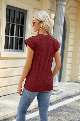 Title 21, Womens Solid Color Wave Pattern Bat-Sleeve Sum...