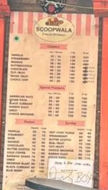 Sardar Ji Scoop Wala menu 