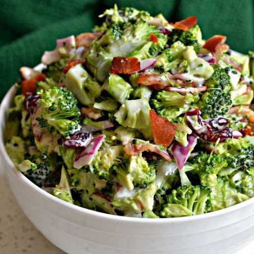 This broccoli salad comes together in about 10-15 minutes and is perfect for potlucks, family reunions and pool parties.