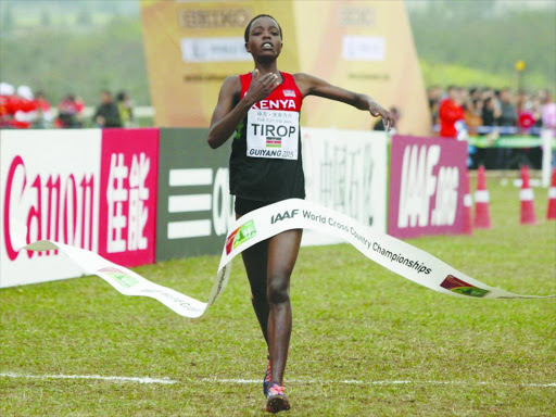 Agnes Tirop during the 2015 World Cross Country Championships in China