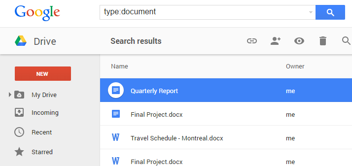 Screenshot of Google Drive