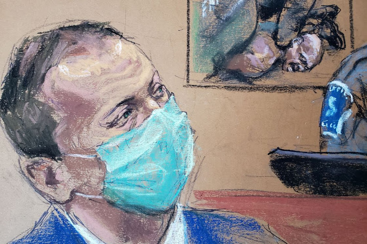 Former Minneapolis police officer Derek Chauvin listens as Minneapolis Police Chief Medaria Arradondo answers questions on the sixth day of his trial for second-degree murder, third-degree murder and second-degree manslaughter in the death of George Floyd in Minneapolis, Minnesota, US on April 5, 2021 in this courtroom sketch.