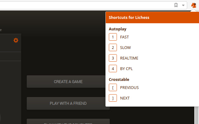 Shortcuts for Lichess chrome extension