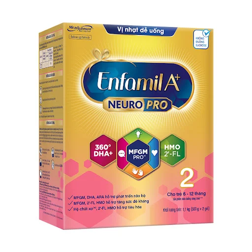 Sữa bột Enfamil A+ NeuroPro 2 với 2’-FL HMO cho trẻ từ 6 –12 tháng tuổi– 1.1kg