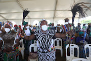 Traditional leaders taking part in the prayer service held in honour of former president Jacob Zuma at People's Park in Moses Mabhida Stadium.