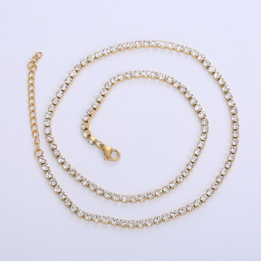 Title 2, Stainless Steel White Diamond Tennis Necklace. ...