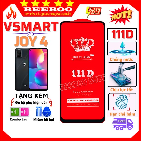 Kính Cường Lực Vsmart Joy 4 - Full Màn Hình 111D - Độ Cứng 10H [Freeship 50K]