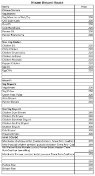 Nizam Biryani House menu 1