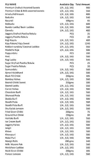 Estaa Sweets menu 1