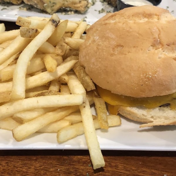 My twin 16 year old son’s gluten free cheeseburger and French fries! They both devoured their burgers and fries! I was very pleased to find this place! So yummy!