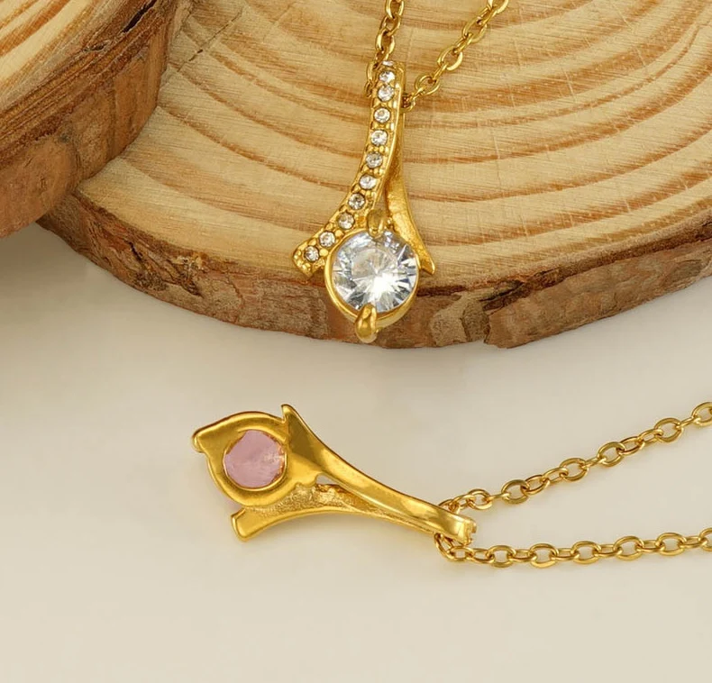 Title 2, Elegante Collar de Acero Inoxidable con Cristal...
