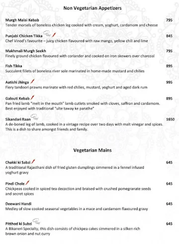 Chaandi - Hilton Jaipur menu 