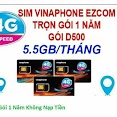 [ Freeship] Sim Vina D500 Trọn Gói 1 Năm Không Phải Nạp Tiền - Vd149 Miễn Phí Data - 6Gb 1 Ngày , Nghe Gọi Trọn Gói 1 Năm