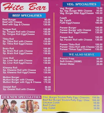 Hite Bar menu 