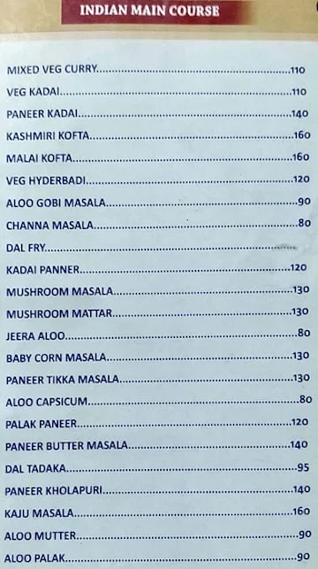 Aayush Family Restaurant menu 