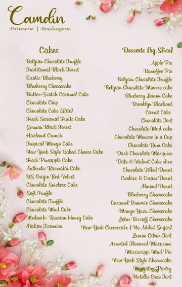 Camdin Patisserie & Boulangerie menu 