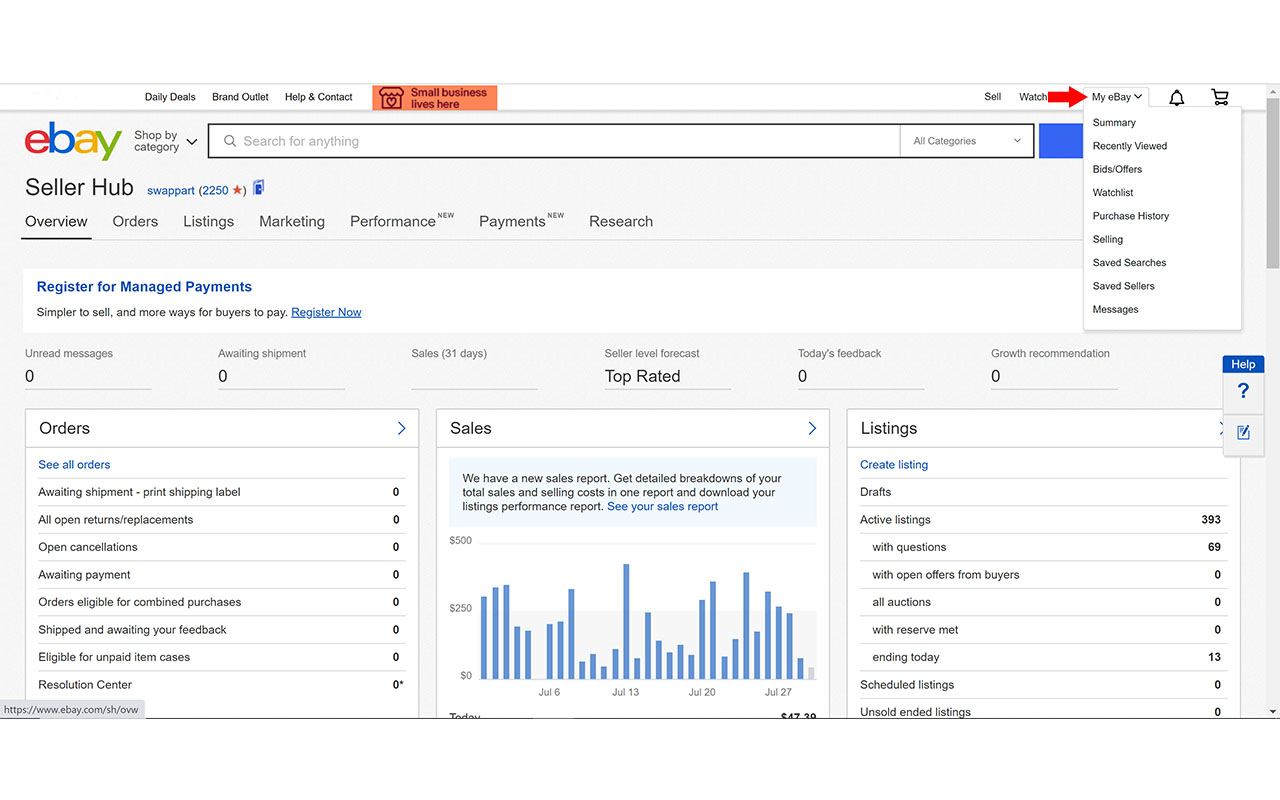My eBay Opens Seller Hub Preview image 0