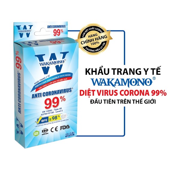 Khẩu Trang Y Tế Wakamono – (4 Lớp, Hộp 10 Cái)