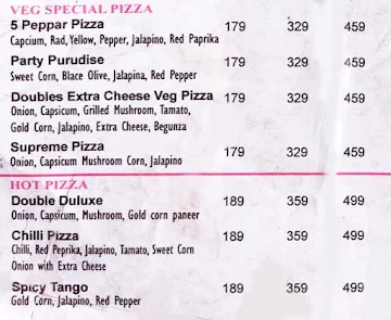 Friend's Pizza Cafe menu 