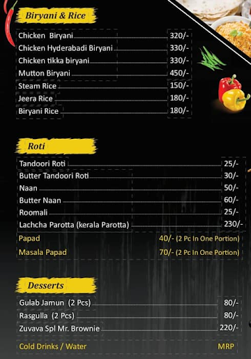 Zuvava menu 