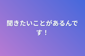 聞きたいことがあるんです！