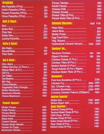 Deepak Dhaba menu 