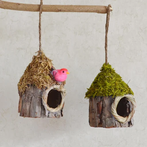 Tree Hanging Bird Cage Nest Natural Grass Handwoven Wooden House Creative Parrot Hanging Breeding Bird Shelter