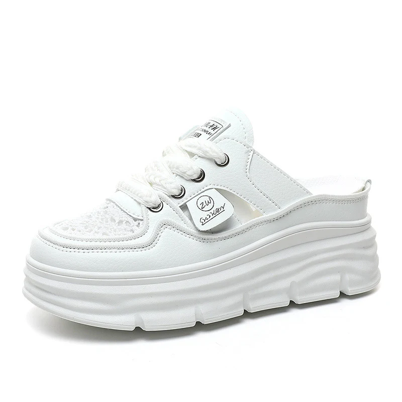 Chaussures décontractées d'été à plateforme creuse et semelle intérieure grandissante – Grandes tailles, tissé, confort