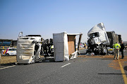 The crash scene on the N12/N4 split  in Emalahleni. The N4 is more dangerous in Nelspruit, RTMC says.  