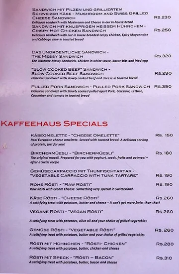 Kaffeehaus menu 