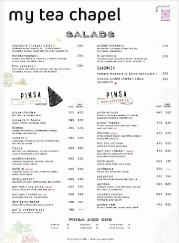 My Tea Chapel- Pinsa Pizza & Waffles menu 