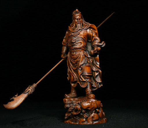 Title 5, Gongwu God Of Wealth Statue Boxwood Carving Gua...