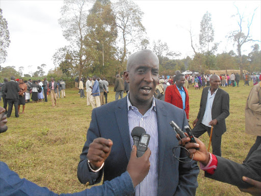 Narok West MP Patrick Ntutu speaks to Journalists in Kilgoris recently /EDWIN NYARANGI