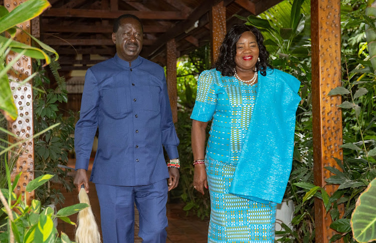 ODM Leader Raila Odinga and his wife Ida Odinga leaves their Karen home for Kasarani on December 10, 2021.