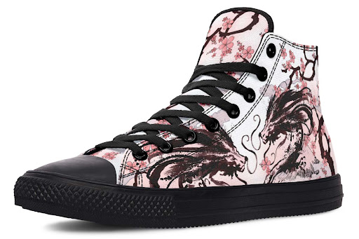 Title 19, Printed Couple High Top Canvas Shoes. Stylish a...